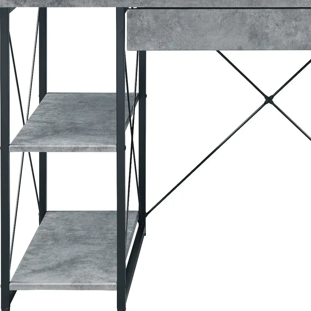 47" Gray and Black and Black Computer Desk - Homeroots - Flyclothing LLC