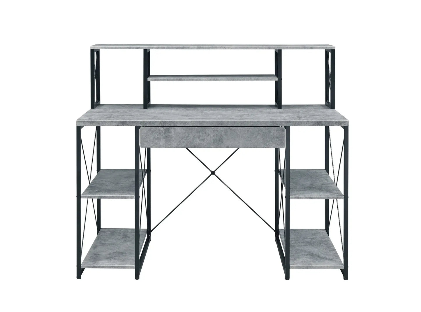 47" Gray and Black and Black Computer Desk - Homeroots - Flyclothing LLC