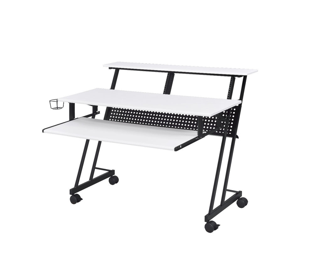 47" White and Black Computer Desk - Homeroots - Flyclothing LLC