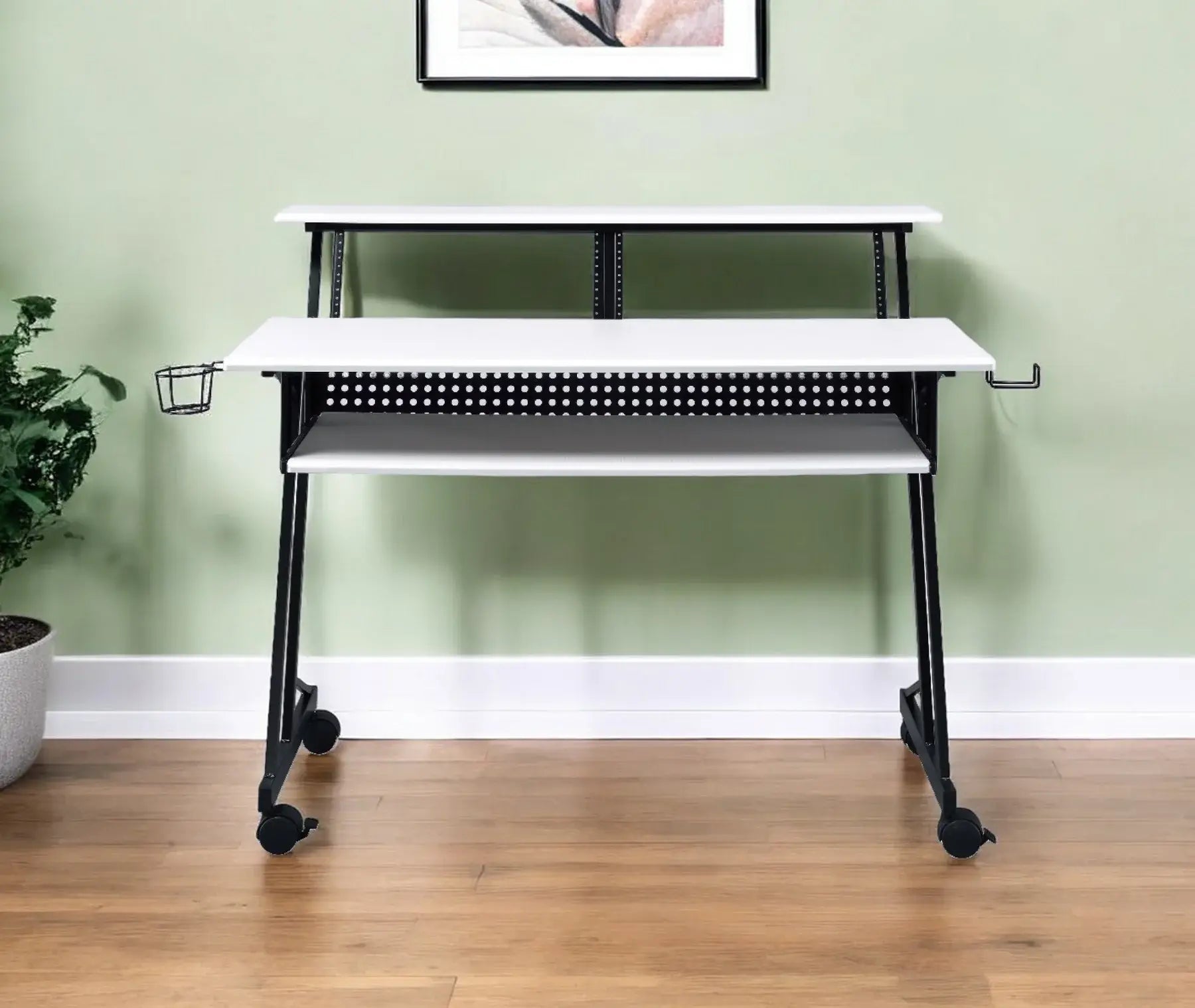 47" White and Black Computer Desk - Homeroots - Flyclothing LLC