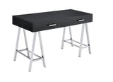 54" Black and Silver Writing Desk With Two Drawers - Homeroots - Flyclothing LLC