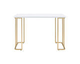 48" White and Gold Writing Desk - Homeroots - Flyclothing LLC