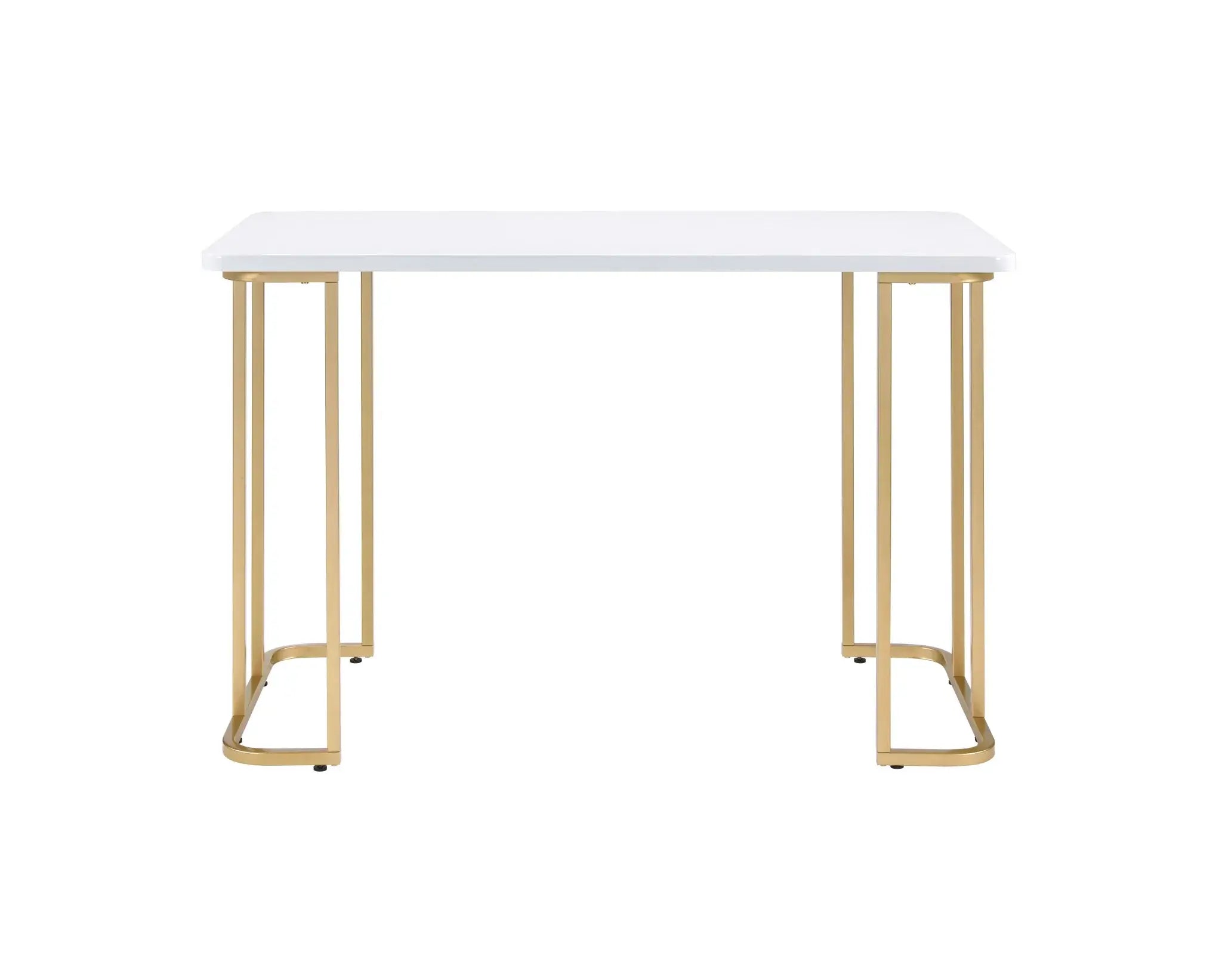 48" White and Gold Writing Desk - Homeroots - Flyclothing LLC
