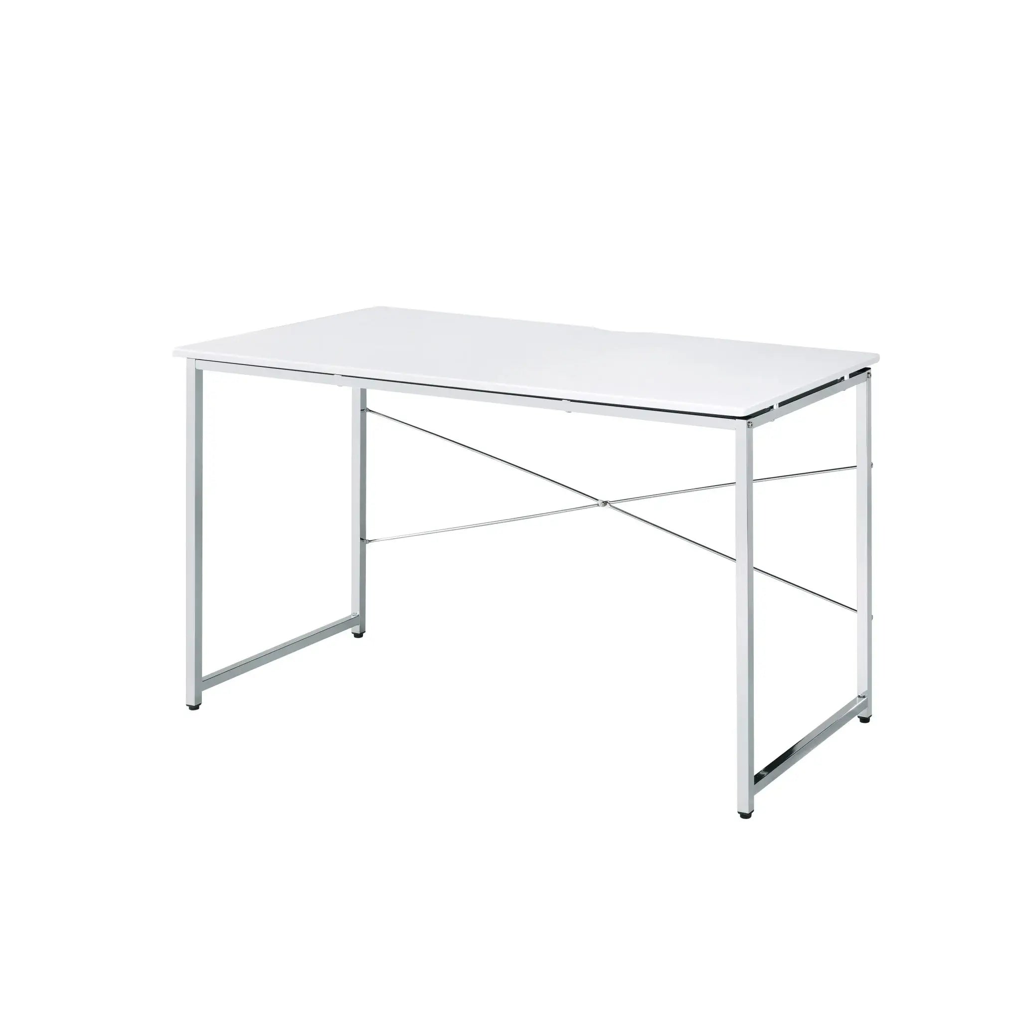 47" White and Silver Writing Desk - Homeroots - Flyclothing LLC