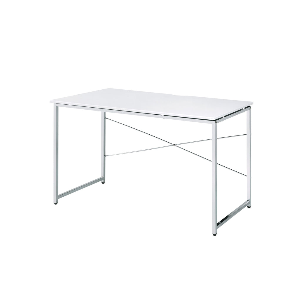 47" White and Silver Writing Desk - Homeroots - Flyclothing LLC