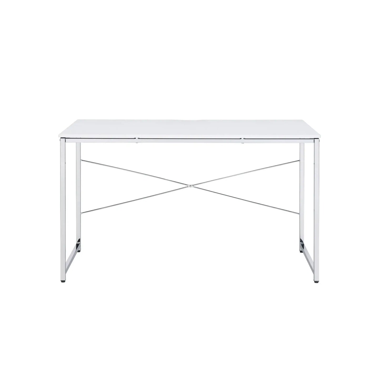 47" White and Silver Writing Desk - Homeroots - Flyclothing LLC