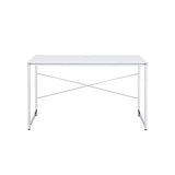 47" White and Silver Writing Desk - Homeroots - Flyclothing LLC