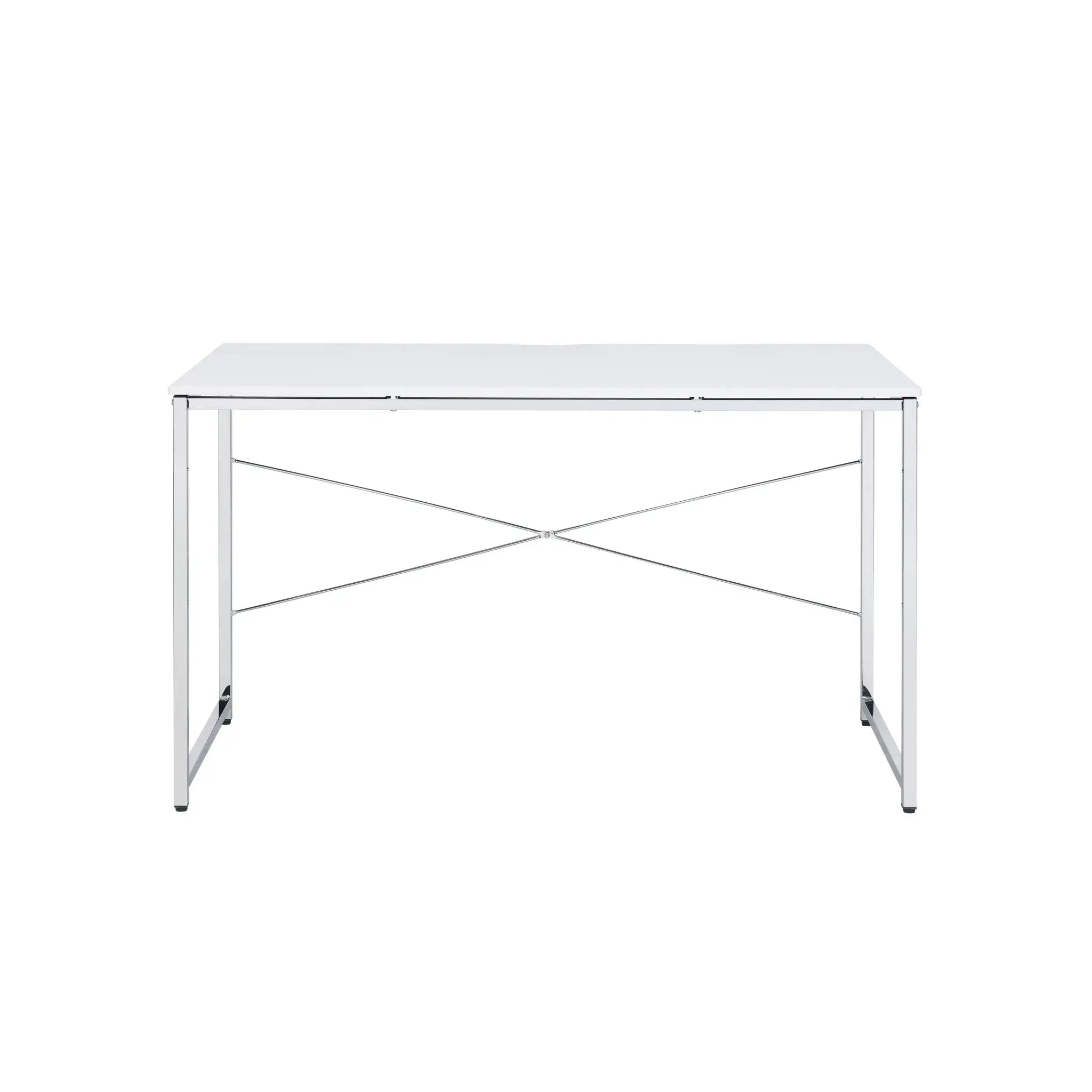 47" White and Silver Writing Desk - Homeroots - Flyclothing LLC