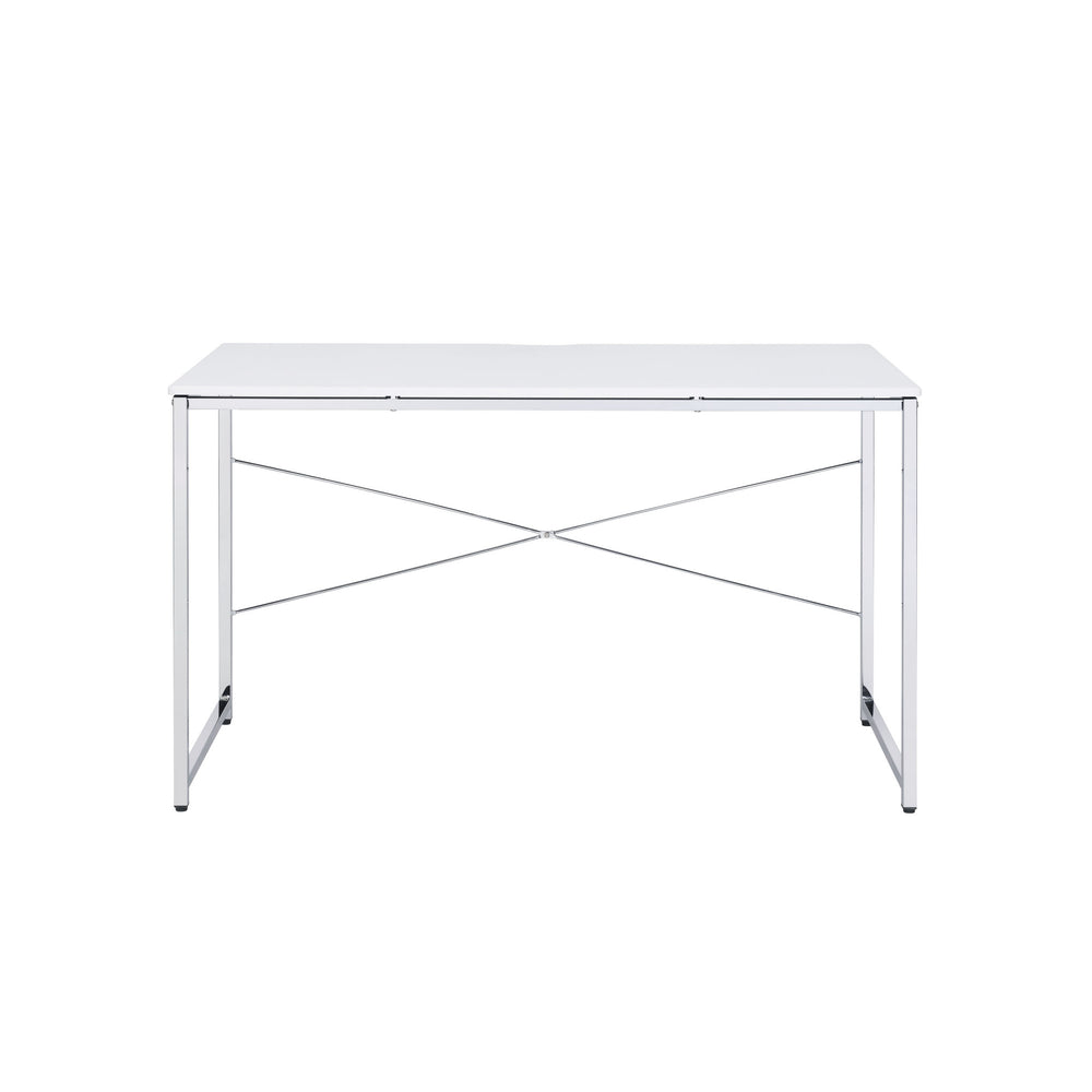 47" White and Silver Writing Desk - Homeroots - Flyclothing LLC
