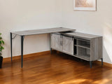 65" Gray and Black L Shape Writing Desk