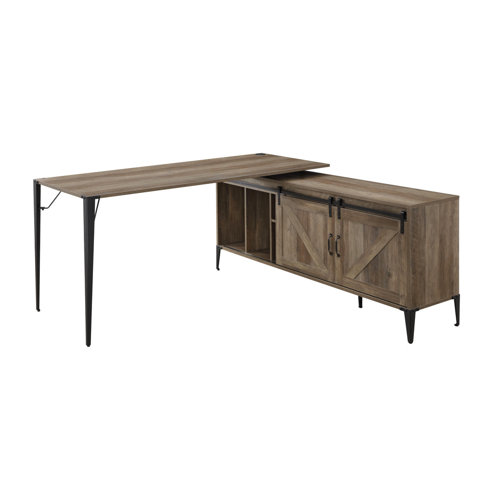 65" Brown and Black L Shape Writing Desk - Homeroots - Flyclothing LLC