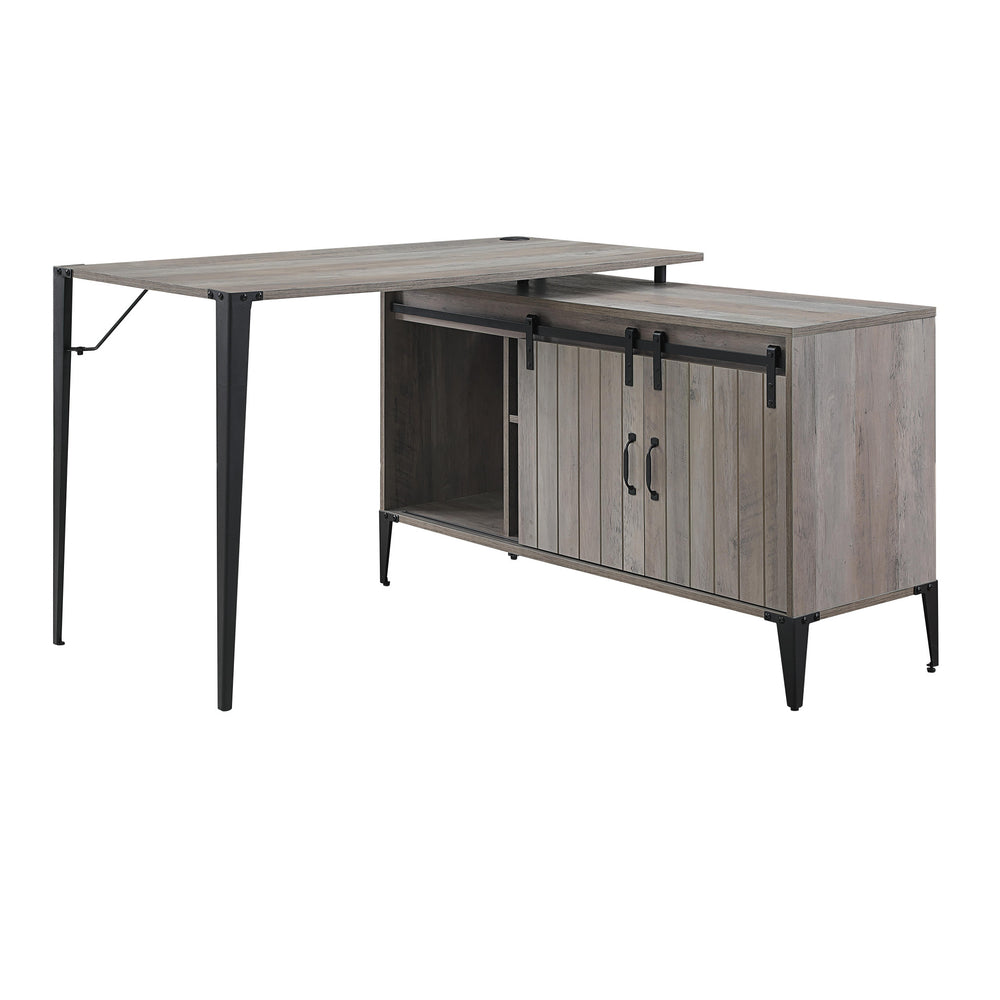 48" Gray and Black L Shape Writing Desk - Homeroots - Flyclothing LLC