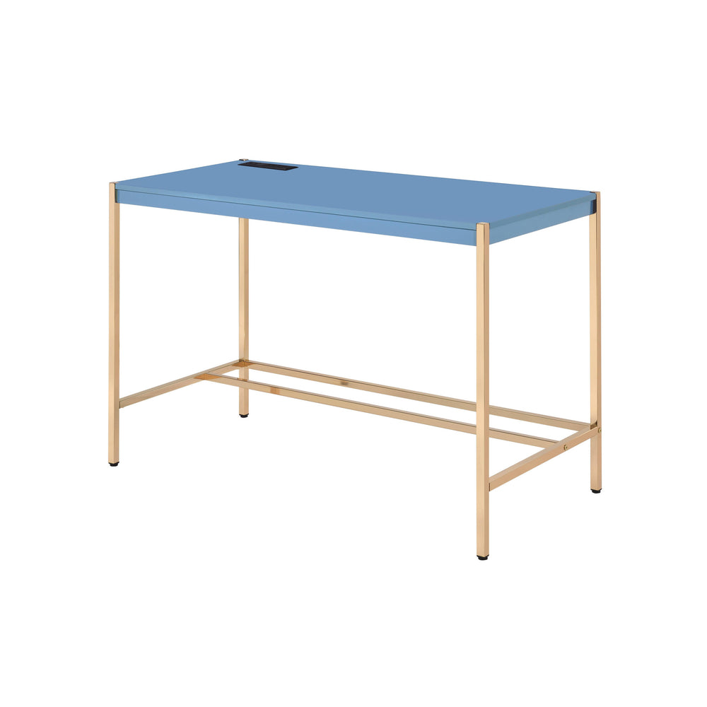 42" Navy Blue and Gold Writing Desk - Homeroots - Flyclothing LLC