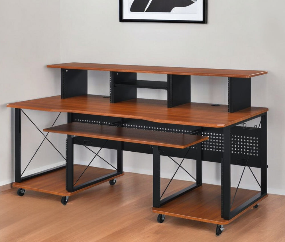72" Brown and Black Computer Desk - Homeroots - Flyclothing LLC