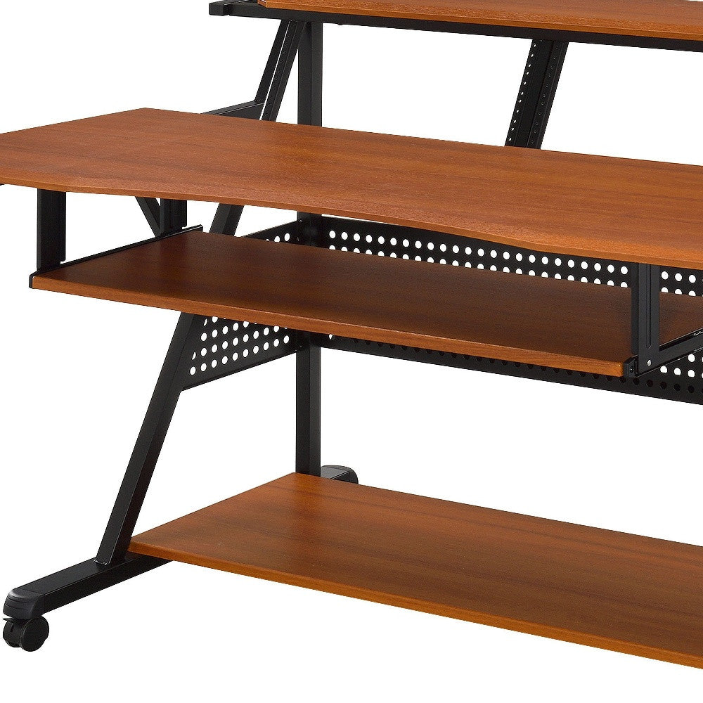 67" Brown and Black Computer Desk - Homeroots - Flyclothing LLC