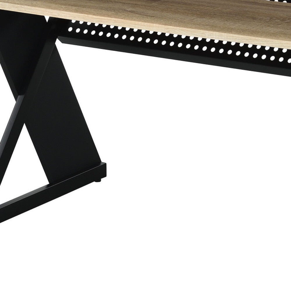 47" Natural and Black Computer Desk - Homeroots - Flyclothing LLC