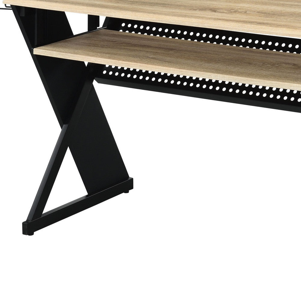 47" Natural and Black Computer Desk - Homeroots - Flyclothing LLC
