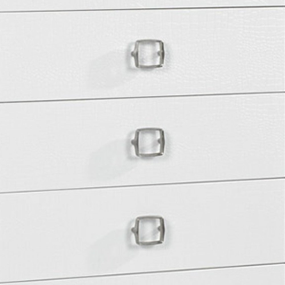 32" White Manufactured Wood + Solid Wood Stainless Steel Six Drawer Chest - Homeroots - Flyclothing LLC