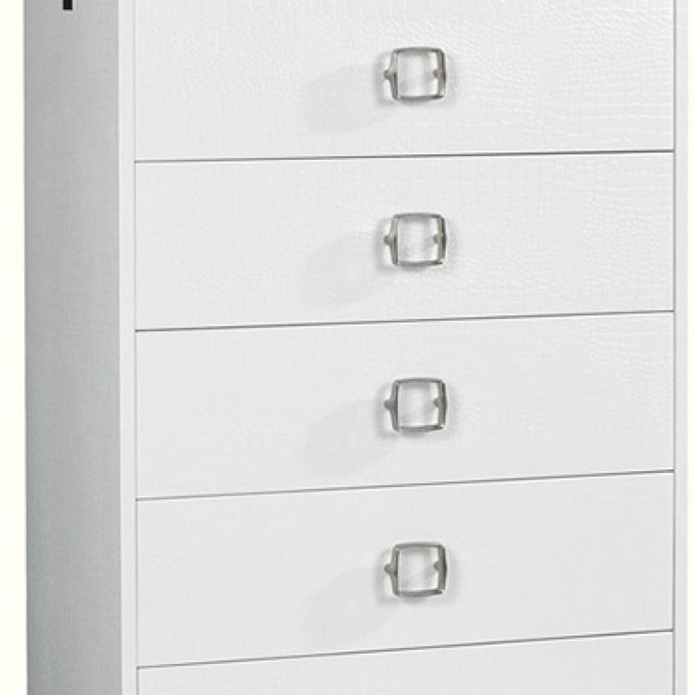 32" White Manufactured Wood + Solid Wood Stainless Steel Six Drawer Chest - Homeroots - Flyclothing LLC