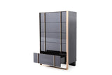 33" Black Gold Manufactured Wood + Solid Wood Stainless Steel Five Drawer Chest - Homeroots - Flyclothing LLC