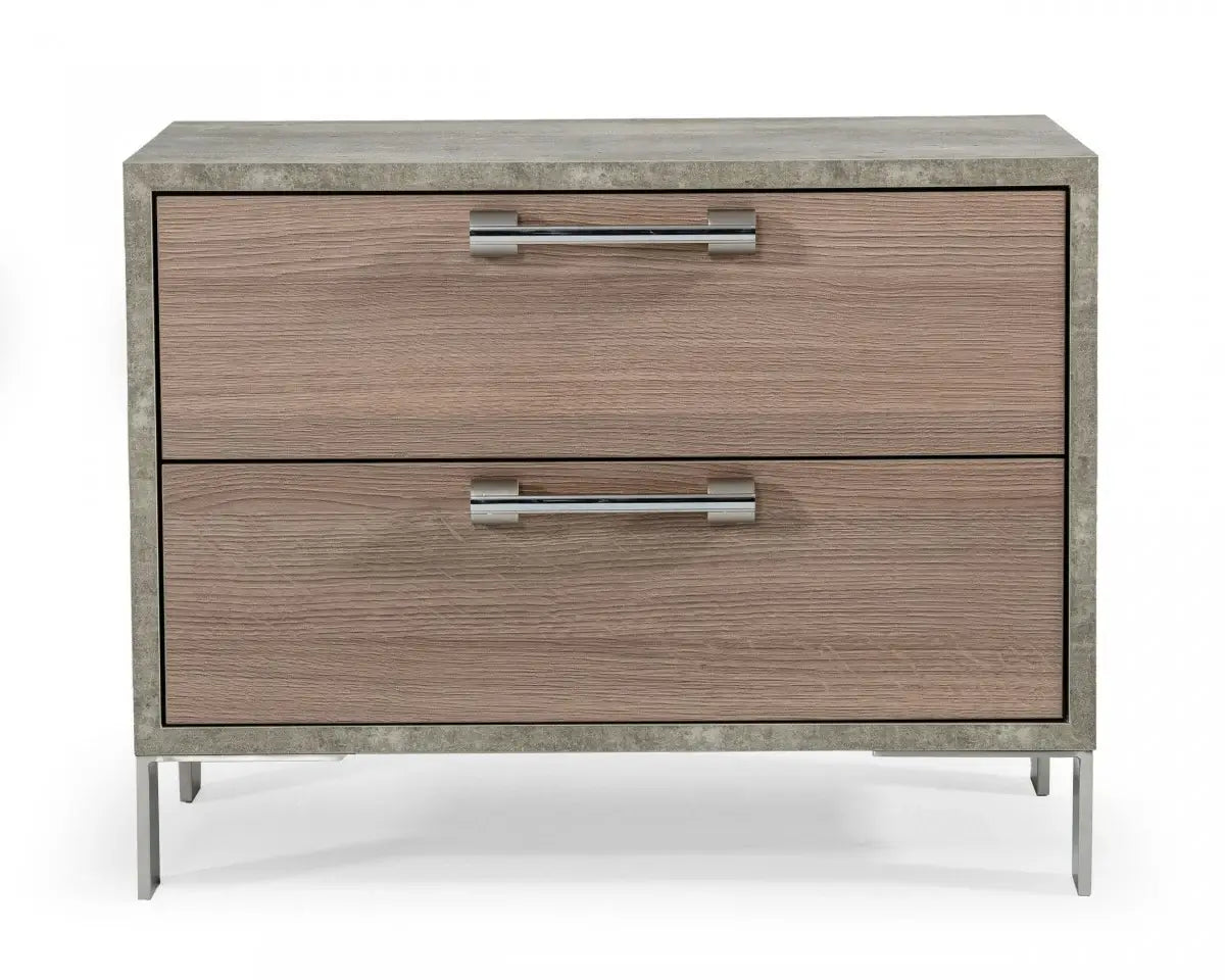 20" Brown Oak and Gray Two Drawer Nightstand - Homeroots - Flyclothing LLC