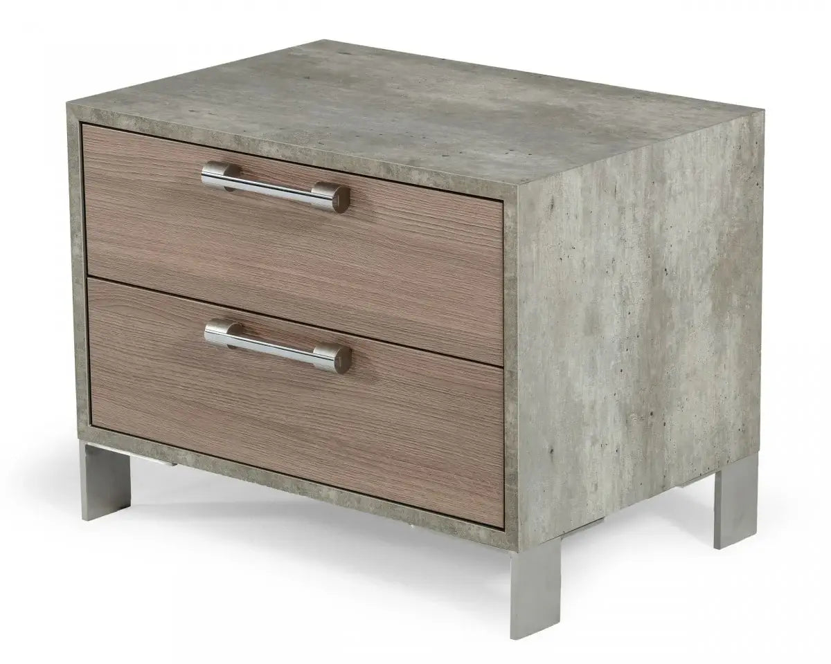 20" Brown Oak and Gray Two Drawer Nightstand - Homeroots - Flyclothing LLC