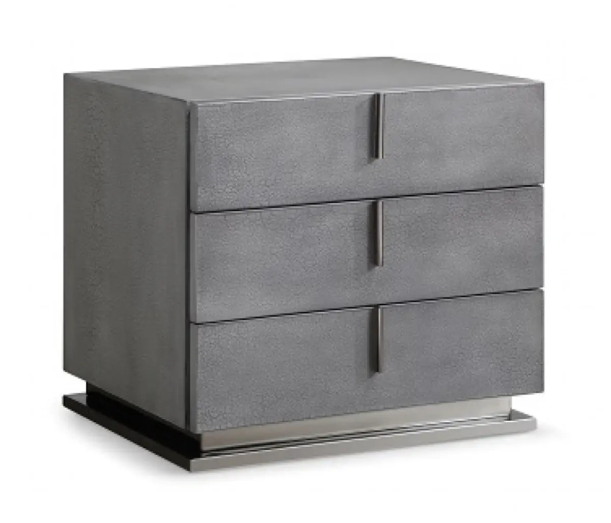 22" Gray Crackle Finish Three Drawer Nightstand - Homeroots - Flyclothing LLC