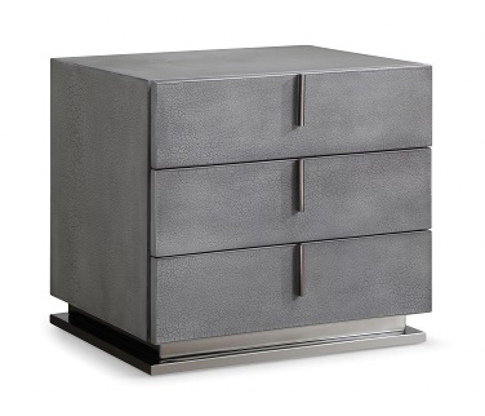 22" Gray Solid and Manufactured Wood Three Drawer Nightstand