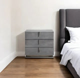 22" Gray Crackle Finish Three Drawer Nightstand - Homeroots - Flyclothing LLC