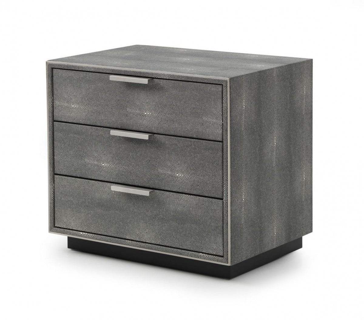 22" Gray Shagreen Three Drawer Nightstand - Homeroots - Flyclothing LLC