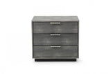 22" Gray Solid and Manufactured Wood Shagreen Three Drawer Nightstand