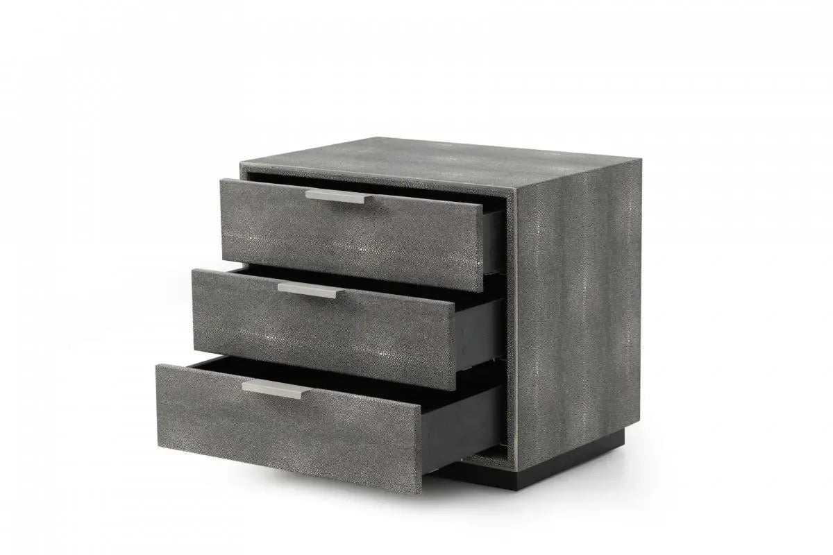 22" Gray Shagreen Three Drawer Nightstand - Homeroots - Flyclothing LLC