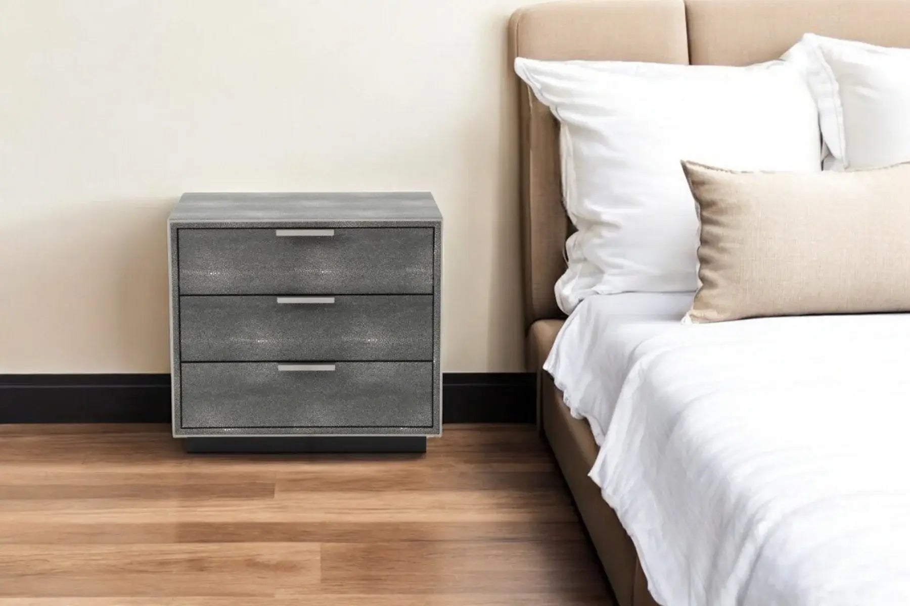 22" Gray Shagreen Three Drawer Nightstand - Homeroots - Flyclothing LLC