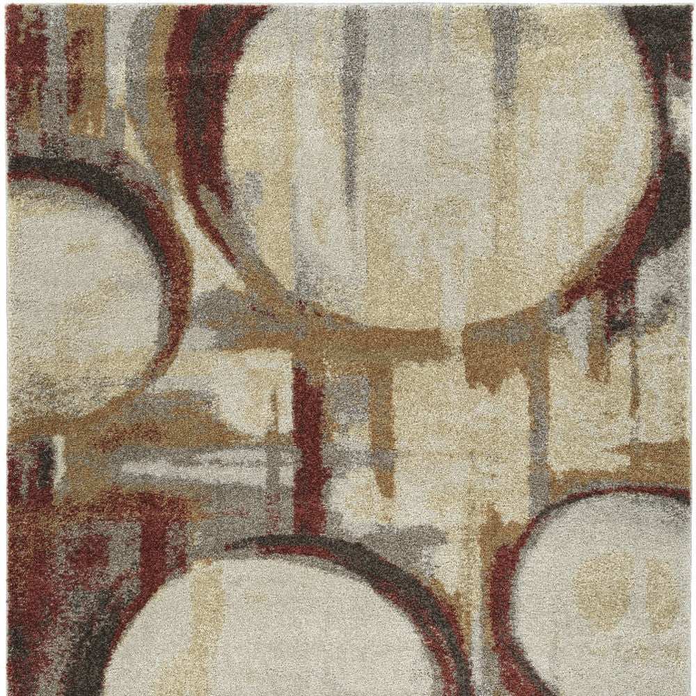 3' X 5' Brick Ivory And Gold Abstract Geometric Area Rug - Homeroots - Flyclothing LLC