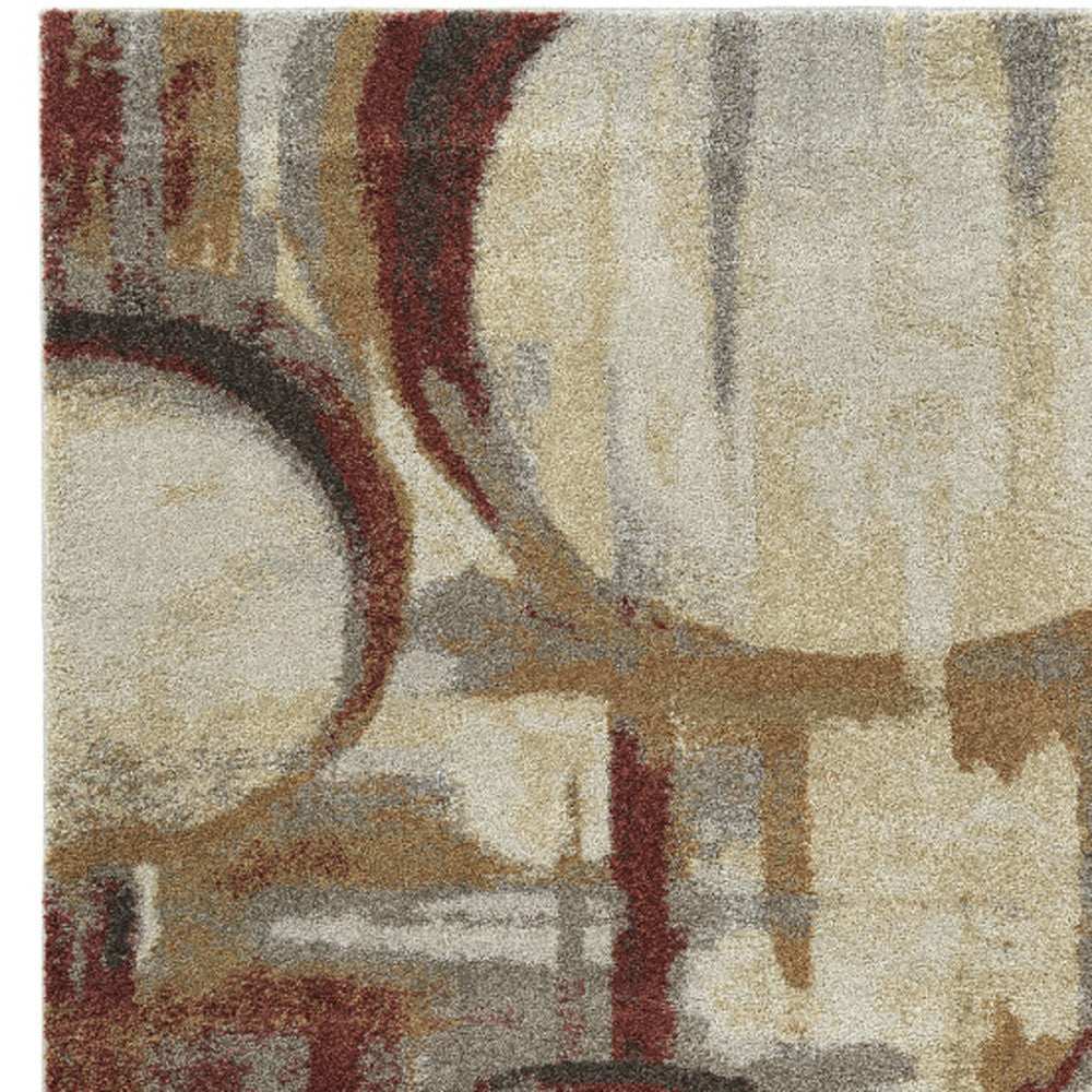 5' X 8' Brick Ivory and Gold Geometric Area Rug - Homeroots - Flyclothing LLC