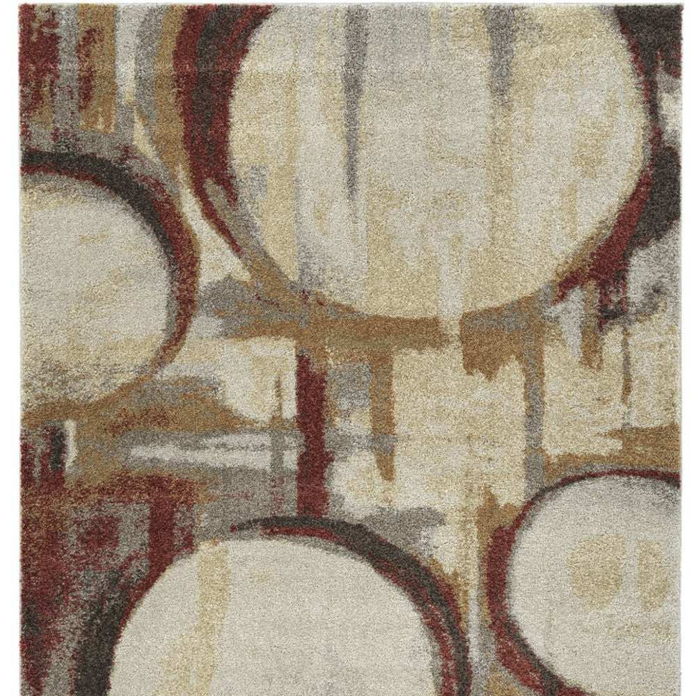 5' X 8' Brick Ivory and Gold Geometric Area Rug - Homeroots - Flyclothing LLC