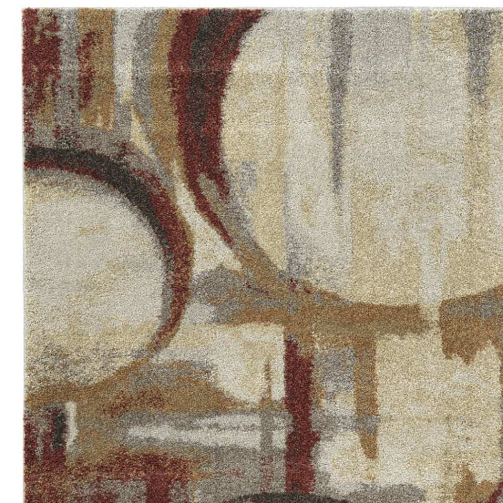 8' X 11' Brick Ivory and Gold Geometric Area Rug - Homeroots - Flyclothing LLC