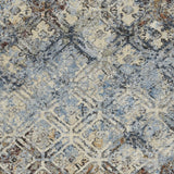 5' X 8' Brown Light Blue And Gray Distressed Diamond Area Rug - Homeroots