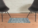 2' X 3' Grey Zebra Print Shag Handmade Non Skid Area Rug - Homeroots