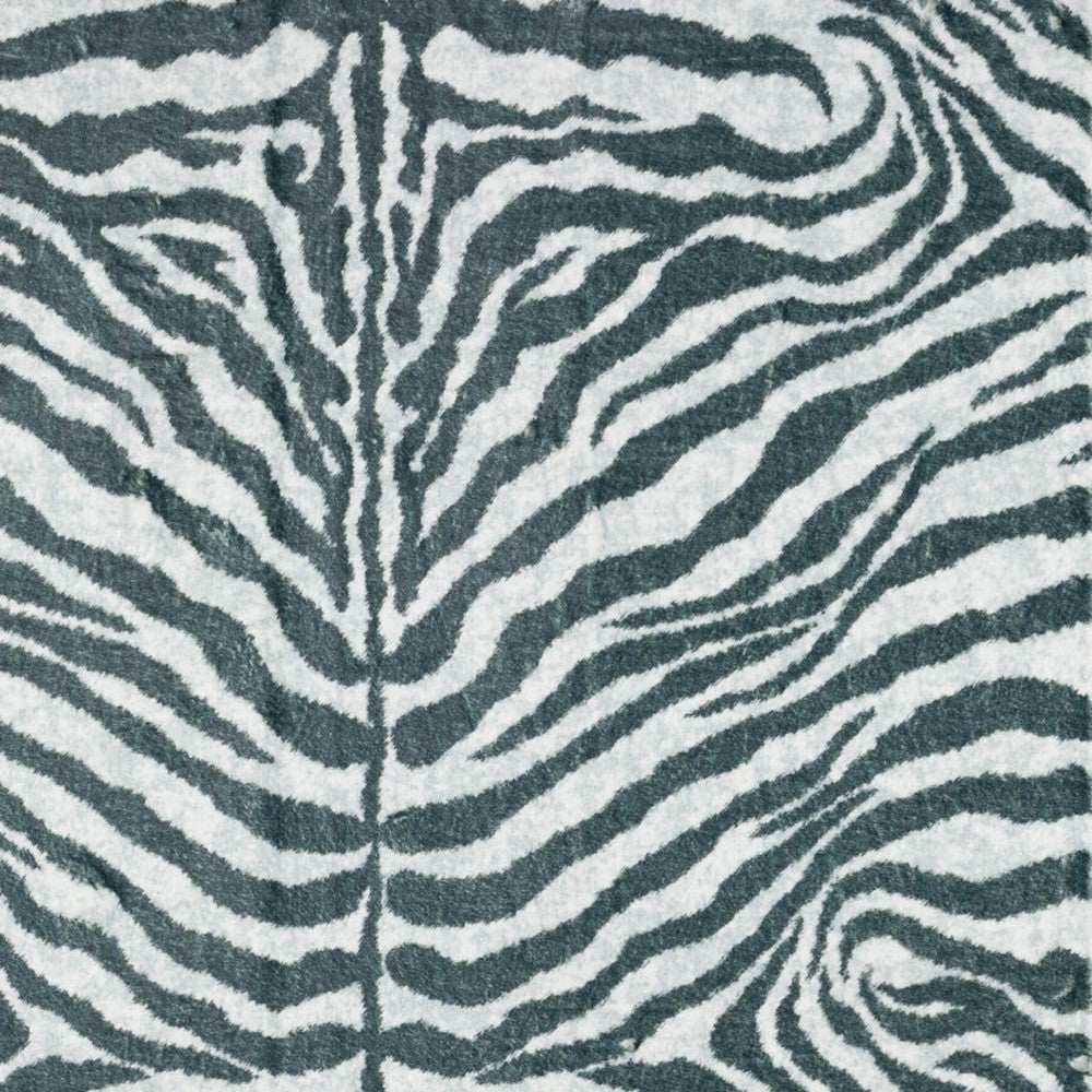 2' X 3' Grey Zebra Print Shag Handmade Non Skid Area Rug - Homeroots - Flyclothing LLC