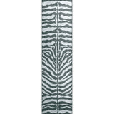 2' X 8' Grey Zebra Print Shag Handmade Non Skid Runner Rug