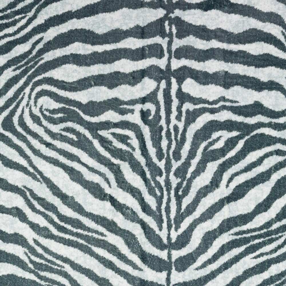 5' X 8' Grey Zebra Print Shag Handmade Non Skid Area Rug - Homeroots - Flyclothing LLC