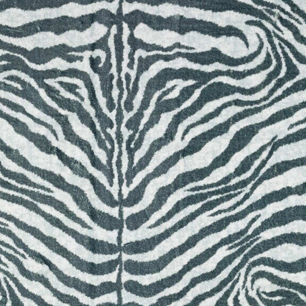 8' X 10' Grey Zebra Print Shag Handmade Non Skid Area Rug - Homeroots - Flyclothing LLC