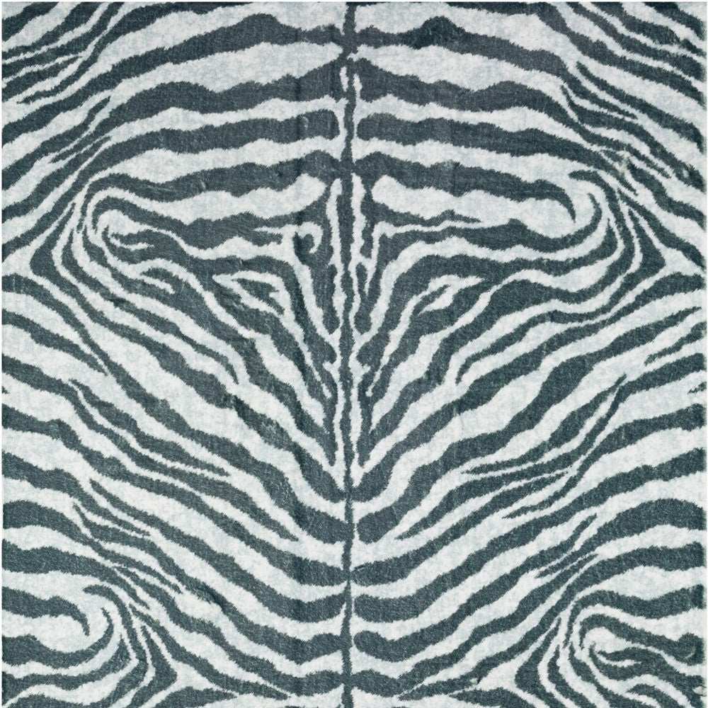 8' X 10' Grey Zebra Print Shag Handmade Non Skid Area Rug - Homeroots - Flyclothing LLC