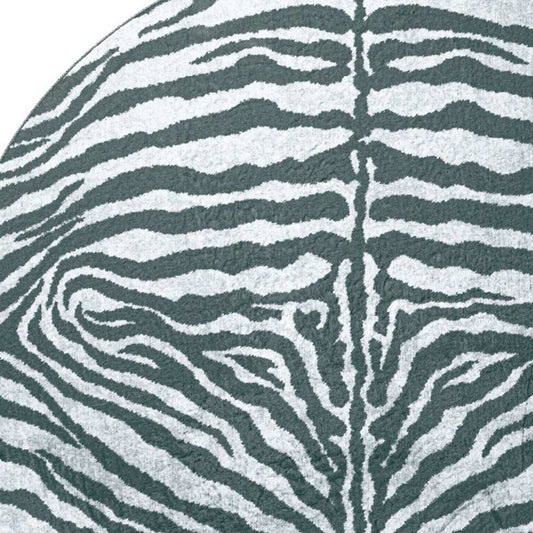 8' X 8' Grey Round Zebra Print Shag Handmade Non Skid Area Rug - Homeroots - Flyclothing LLC
