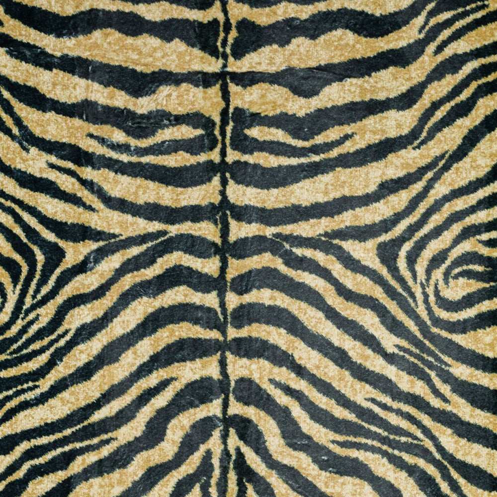 2' X 3' Black and Gold Animal Print Shag Handmade Non Skid Area Rug - Homeroots - Flyclothing LLC