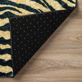 3' X 8' Black and Gold Animal Print Shag Handmade Non Skid Runner Rug - Homeroots - Flyclothing LLC