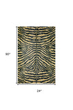 3' X 8' Black and Gold Animal Print Shag Handmade Non Skid Runner Rug - Homeroots - Flyclothing LLC