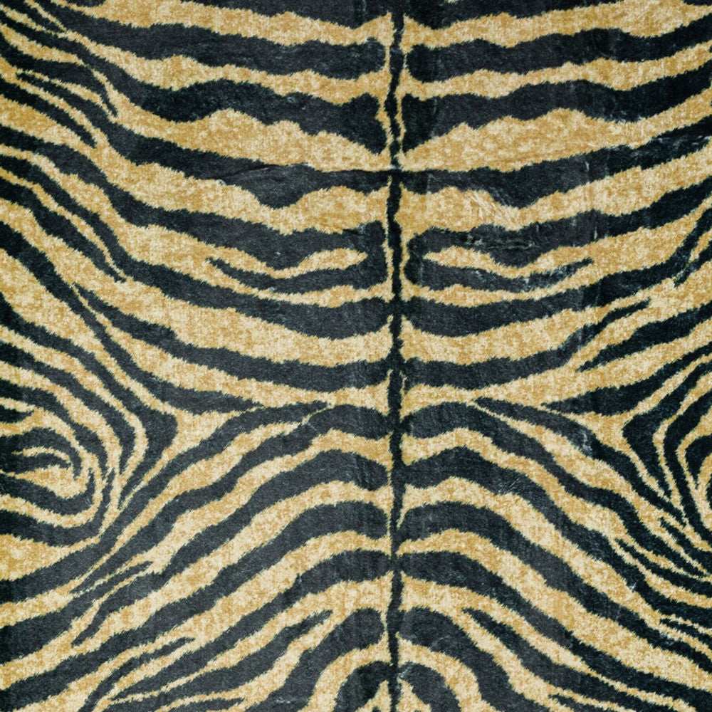 3' X 8' Black and Gold Animal Print Shag Handmade Non Skid Runner Rug - Homeroots - Flyclothing LLC