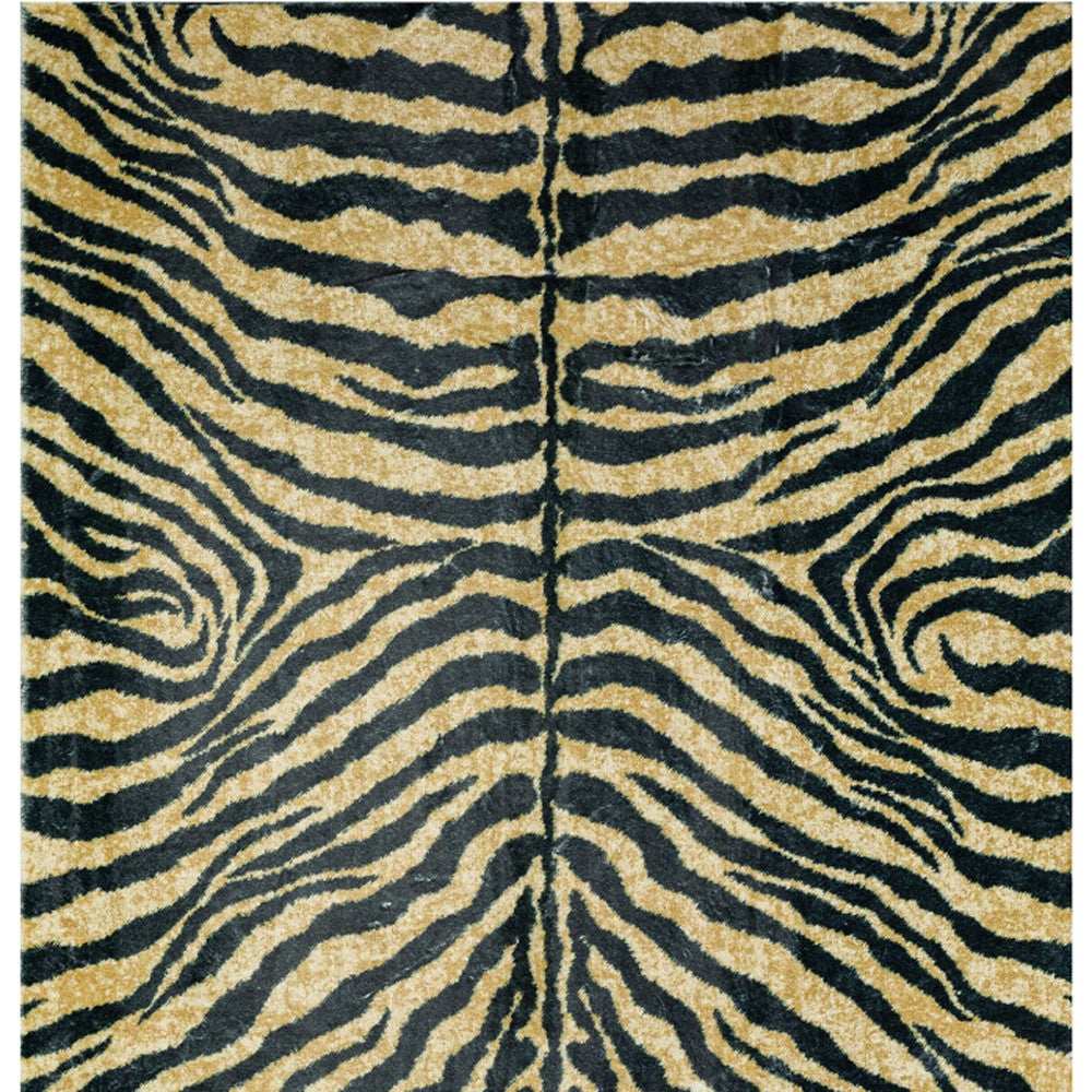 5' X 8' Black and Gold Animal Print Shag Handmade Non Skid Area Rug - Homeroots - Flyclothing LLC